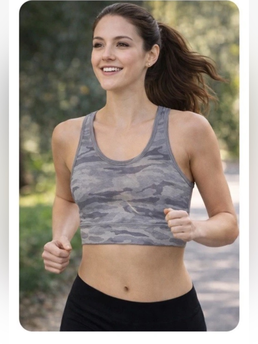 🎄🎯 PRO-FIT Gray Camouflage Camo Seamless Racerback Sports Bra NWT M